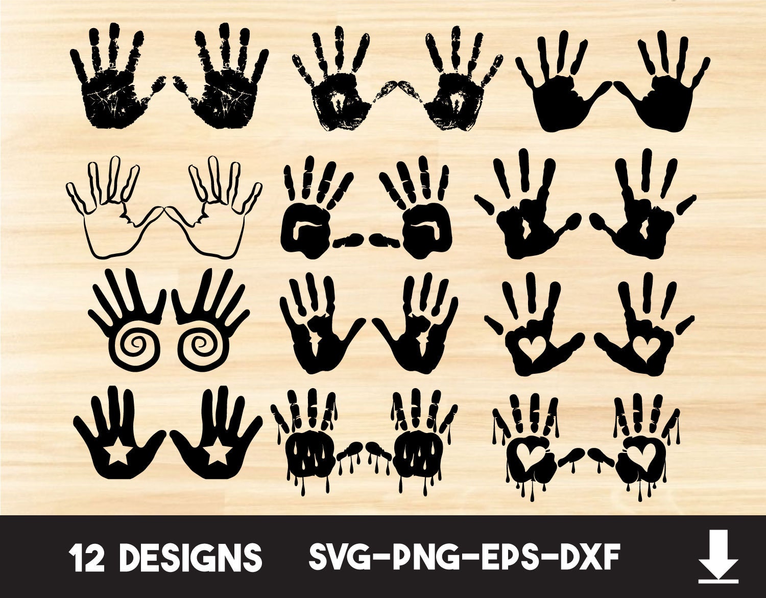 Download Handprint Bundle Svg Handprint Svg Handprint Vector Handprint Clipart Handprint Silhouette Handprint Graphic