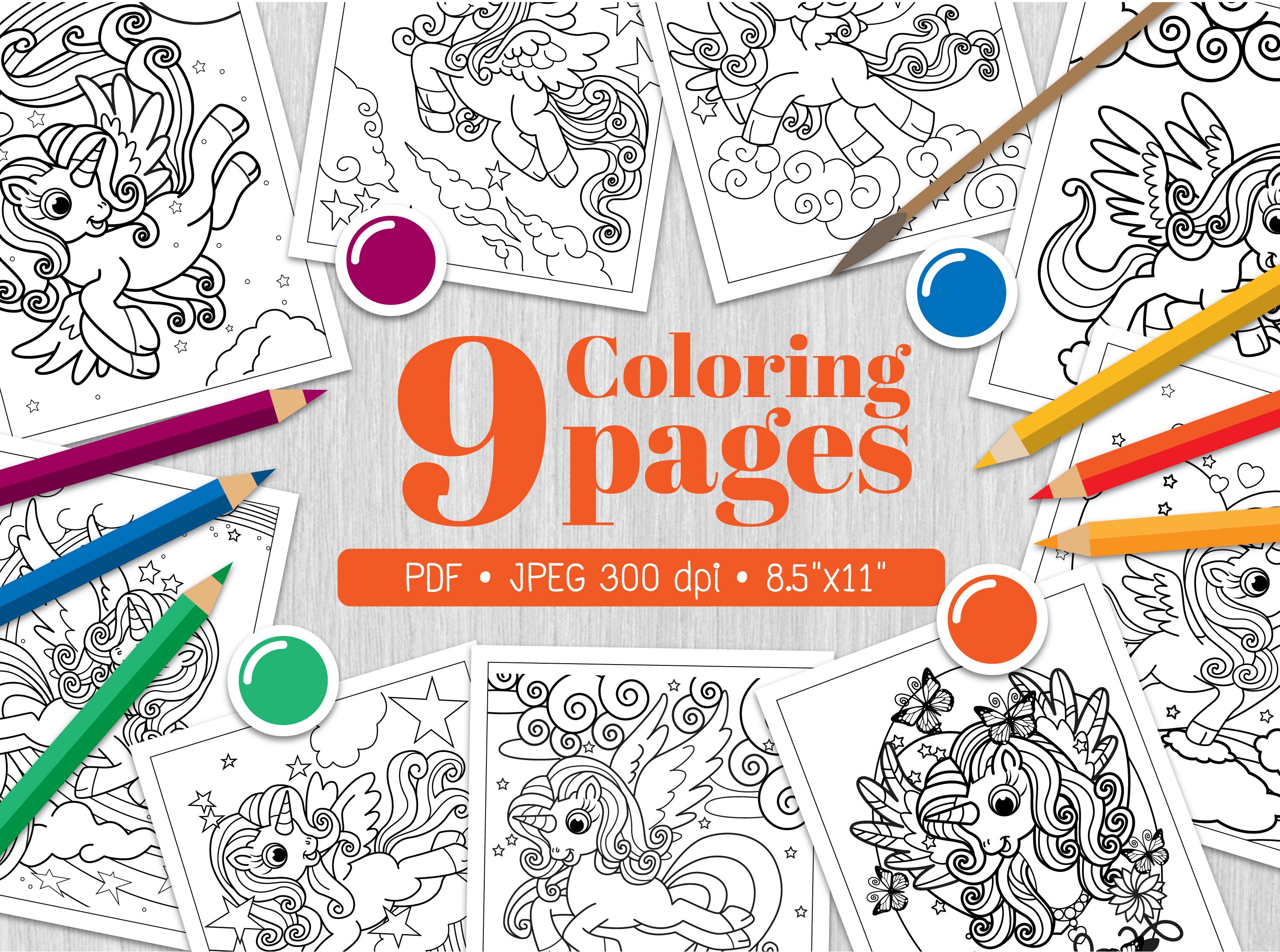 Download Unicorn Coloring Pageunicorn Coloring Pages For Kidskids Etsy