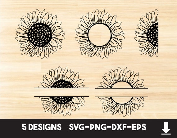 Download Sunflower svgsunflower monogram svghalf sunflower | Etsy