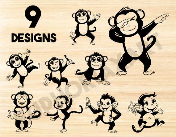 Monkey Svgmonkey Clipartmonkey Silhouettemonkey Etsy