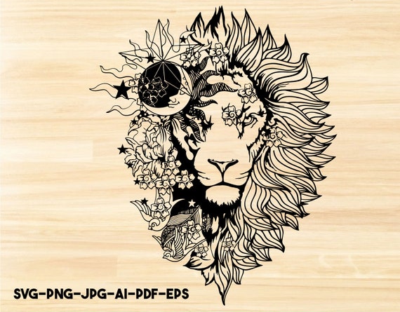 Download Lion Svglion Clipartlion Flower Svglion Face Svgsvg Etsy