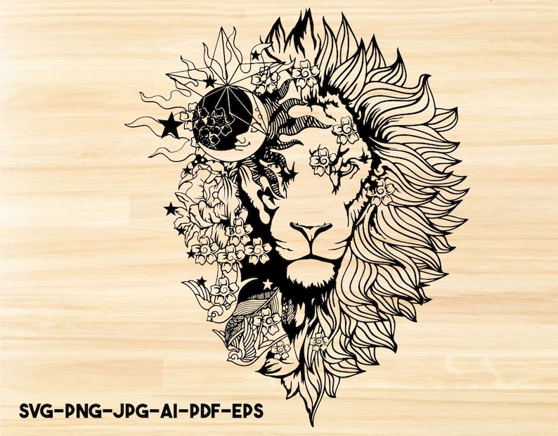 Lion svglion clipartlion flower svglion face svgsvg Etsy