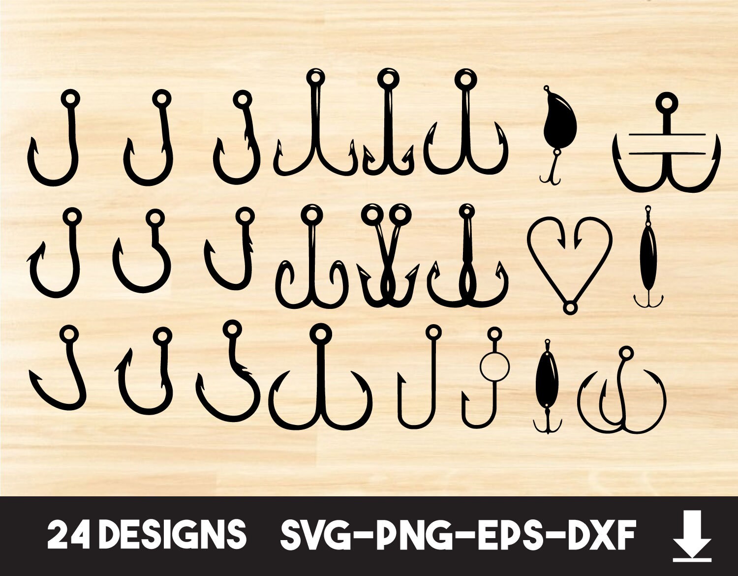 Download Fish Hook Heart Svg