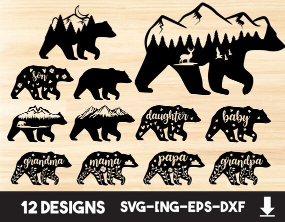 Download Bear Bundle Svgbear Svgmama Bear Svgbaby Bear Svgbear Etsy