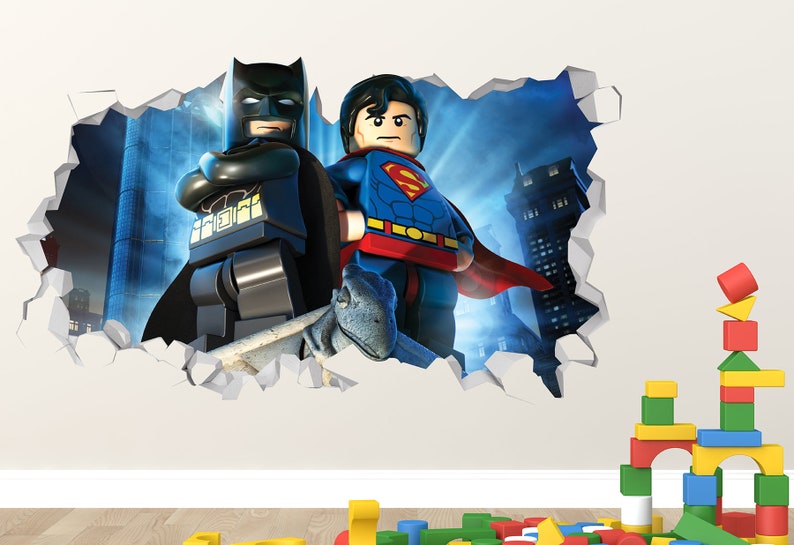 Robin 3D Smashed Sticker Art Decor Kids Vinyl Mural Custom Gift Batman Wall Decal