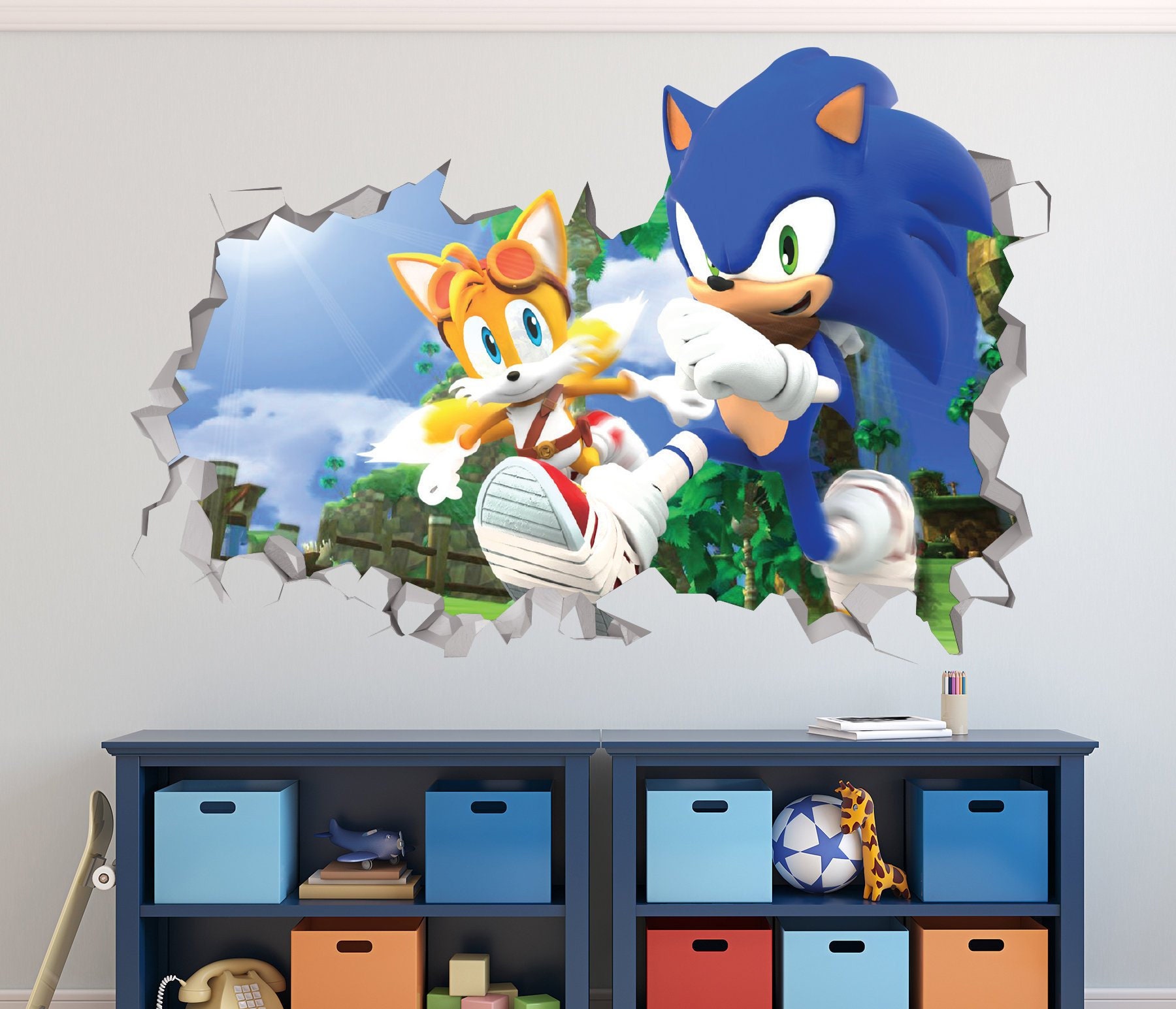 Sonic The Hedgehog Wall Decal Game 3D Smashed Decor Art Kids Etsy