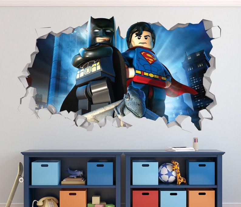 Robin 3D Smashed Sticker Art Decor Kids Vinyl Mural Custom Gift Batman Wall Decal