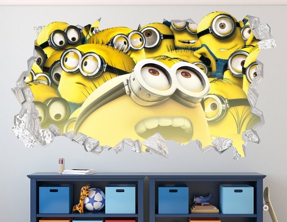 Minions Movie Wall Decal Minion 3d Smashed Decor Art Kids Etsy