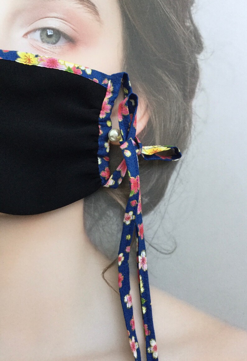 Tie Behind Head MaskJapanese Sakura Face MaskTied Face Mask Etsy
