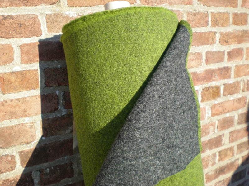 Doublefacewalkloden fabric - sold by the meter - color green - gray