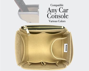 Car Center Console Organizer, Compatible with Any Car, Customizable Size Color Zip Pockets Layout Design, Felt Automobile Insert (Type JIA)