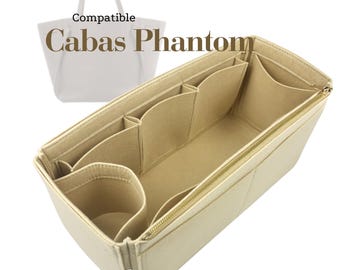 Compatible with Cabas Phantom, Small Medium Large, Felt Tote Bag Insert Organizer, Light Soft Sturdy, Keep Shape, Purse Organiser (Type J)