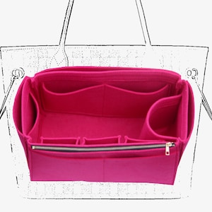 Neverfull Pm Mm Gm Compatible, Pink Felt Purse Insert Type JIA Organize Designers Bag Keep Tote in Shape Fit Speedy Birkin Le Pliage Artsy Fuchsia