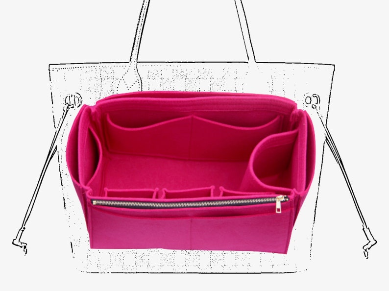 Neverfull Pm Mm Gm Compatible, Pink Felt Purse Insert Type JIA Organize Designers Bag Keep Tote in Shape Fit Speedy Birkin Le Pliage Artsy Fuchsia
