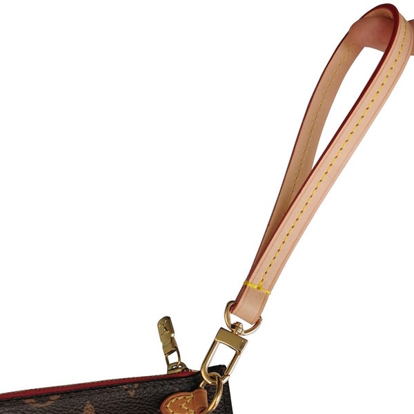 Vachetta Leather Strap for Neverfull Zip Pouch Pochette Handbag with Golden Clasp