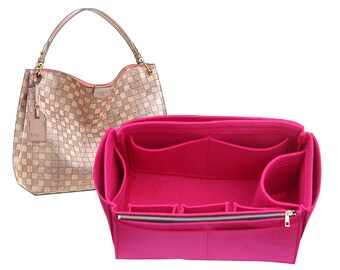 Anmutige MM PM Kompatibel Fuchsia Pivoine Hot Pink Filz Geldbörse Einsatz (Typ JIA) Organisieren Designer Neverfull Speedy Birkin Le Pliage Arts.