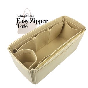 Compatible with Easy Zipper Tote, Small Classic Tall, Felt Tote Bag Insert Organizer, Light Soft Sturdy, Keep Shape, Organiser Fit (Type J)