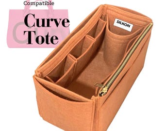 Compatible with Curves Knit Tote, Large Medium Small Mini, Felt Tote Bag Insert Organizer, Light Sturdy, Purse Organiser (Type J)
