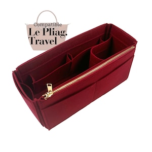 Compatible with Le Pliag. Travel Bag, Original M S Energy Expandable, Felt Tote Insert Organizer, Light Soft Sturdy, Keep Shape (Type J)