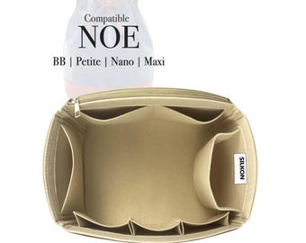 NOE Bag Compatible, BB Petit Petite Nano Maxi Sling, Felt Tote Bag Insert Organizer, Light Soft Sturdy, Keep Shape Organiser Fit (Type J)