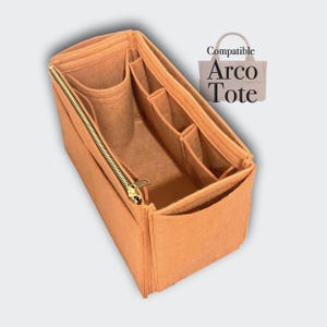 Arco Tote Organizer, Bag Insert, Large Medium Small Mini Candy East West, Customizable Felt Snug Fit Zip Pocket Bottle Holder (Type JIA)