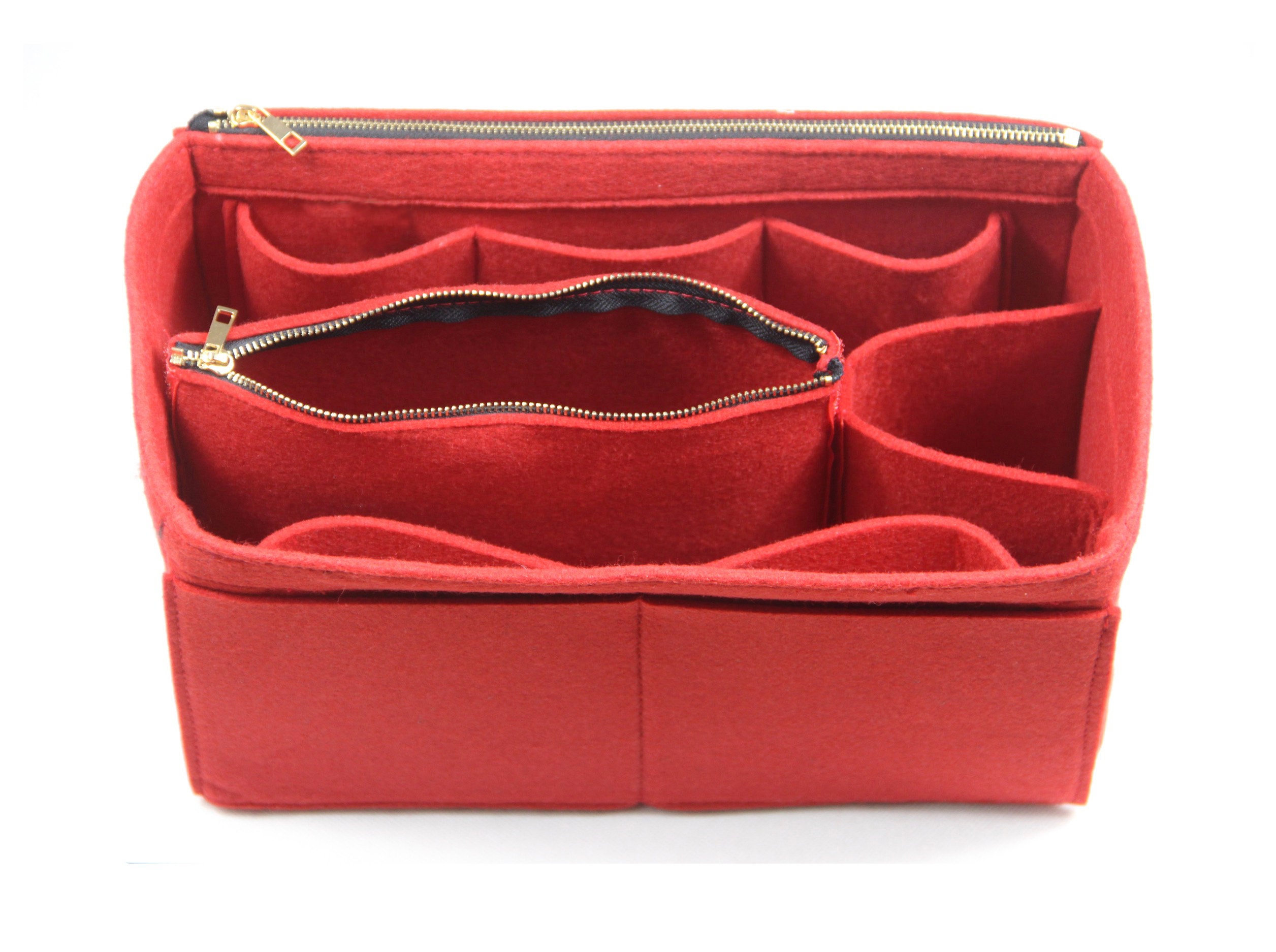 IENA PM Organizer] Felt Purse Insert with Middle Zip Pouch, Customize