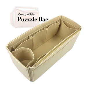 Compatible with Puzzzle Bag, Large Medium Small Mini, Felt Tote Bag Insert Organizer, Light Soft Sturdy, Keep Shape, Organiser Fit (Type J)