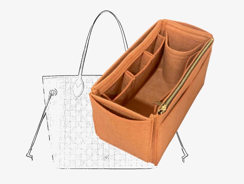 Compatible Neverfull Pm Mm Gm, insert de sac à main en feutre rose type JIA Organiser le sac de créateurs Garder le sac en forme Speedy Birkin Le Pliage Artsy Marron