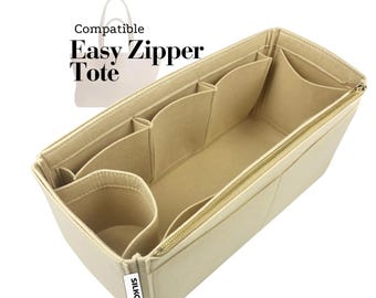 Compatible with Easy Zipper Tote, Small Classic Tall, Felt Tote Bag Insert Organizer, Light Soft Sturdy, Keep Shape, Organiser Fit (Type J)