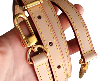 Bracelet en cuir (largeur 1,8 cm, longueur réglable), pour sac à main avec fermoir doré