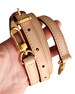 Leather Strap (Width 1.8cm, Length Adjustable), Vachetta for Handbag with Golden Clasp 