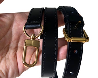 Bracelet en cuir (largeur 1,8 cm, longueur réglable), vachette pour sac à main avec fermoir doré