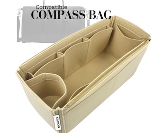 Compatible with COMPASS BAG, 25 30 35 40 45 50, Felt Tote Bag Insert Organizer, Light Soft Sturdy, Keep Shape, Purse Organiser (Type J)
