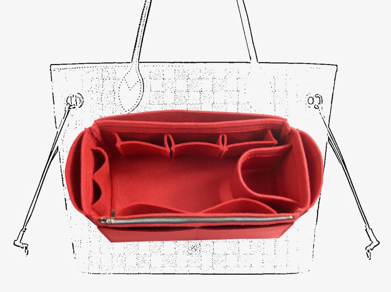 Compatible Neverfull Pm Mm Gm, insert de sac à main en feutre rose type JIA Organiser le sac de créateurs Garder le sac en forme Speedy Birkin Le Pliage Artsy Rouge