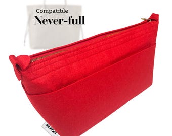 Never-full Tote Bag Compatible, GM MM PM Bb Large Medium Small Mini, Felt Insert Organizer Light Soft Sturdy, Snug Fit with Top Zip Cover