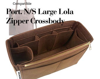 Compatible with Large Lola Zipper Crossbody Tote, North South East West Oversized Felt Purse Bag Insert Organizer, Light Organiser (Type J)