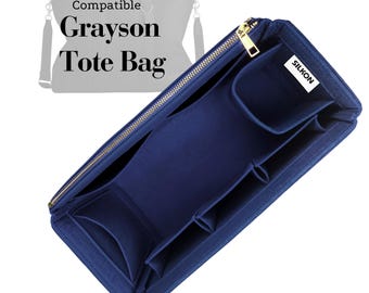 Compatible to Grayson Tote Bag, Large XL Medium Small Mini, Felt Purse Bag Insert Organizer, Light Sturdy, Keep Shape Organiser (Type J)