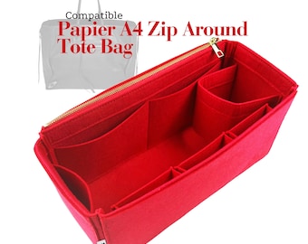 Papier A4 Zip Around Tote Bag Compatible, Felt Tote Insert Organizer Light Soft Sturdy Purse Organiser Fit (Type J)