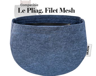 Compatible with Le Pliag. Filet L Mesh bag, Tote Insert Organizer, Light Soft Sturdy, Keep Shape, Purse Organiser Fit