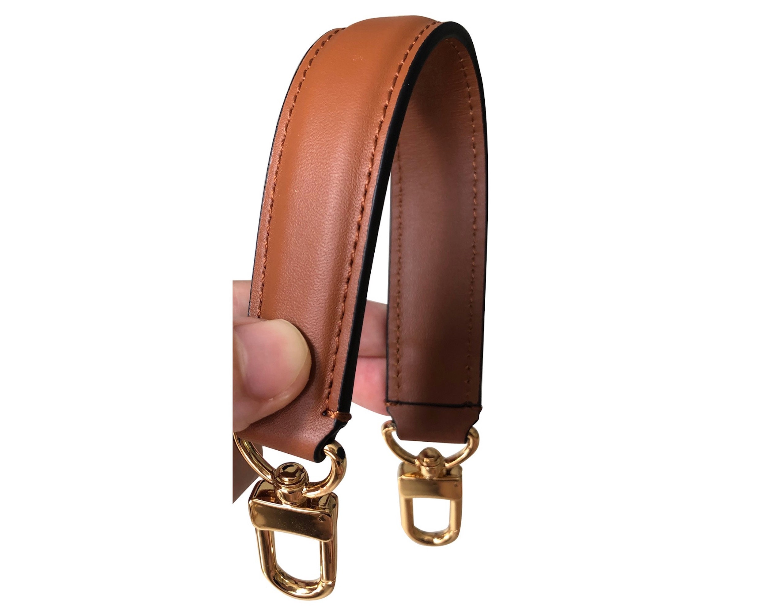 Thick Leather Strap for Handbag With Golden Clasp Hardware 