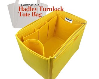 Compatible with Hadley Turnlock Tote Bag, Felt Tote Insert Organizer, Light Soft Sturdy, Keep Shape (Type J)