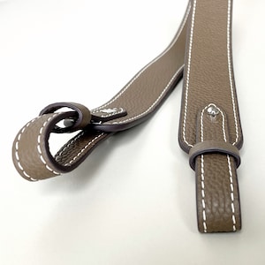 Replacement Strap without Hook, for Cross Body Bag, Pebble Leather, with Golden or Silver Hardware Grey