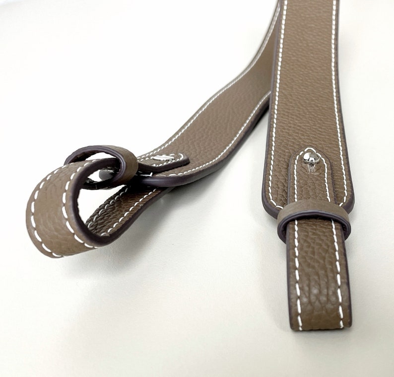 Replacement Strap without Hook, for Cross Body Bag, Pebble Leather, with Golden or Silver Hardware Grey