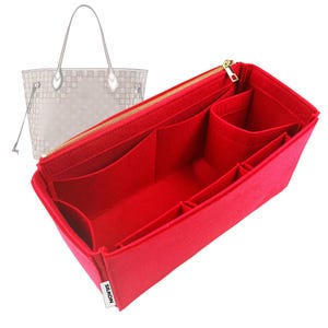 Neverfull Pm Mm Gm Compatible, Pink Felt Purse Insert (Type JIA) Organize Designers Bag Keep Tote in Shape Fit