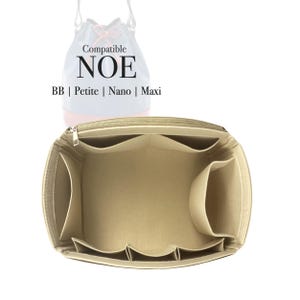 NOE Bag Compatible, BB Petit Petite Nano Maxi Sling, Felt Tote Bag Insert Organizer, Light Soft Sturdy, Keep Shape Organiser Fit (Type J)