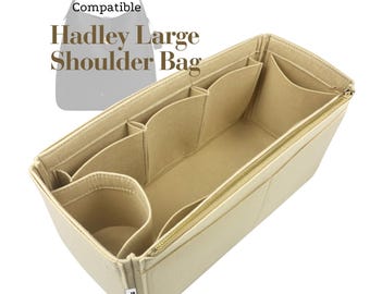 Compatible with Hadley Large Shoulder Bag, Medium Small Felt Tote Insert Organizer, Light Soft Sturdy, Keep Shape, Purse Organiser (Type J)