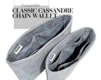 1 Pair of CASSANDRE Chain WALLET Velvet Purse Insert (Type MT), Light Soft Sturdy, Organizer Designers Bag, Keep Shape Fit