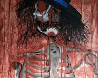 Day of the Dead Skull Art, Original Acrylic Painting (18x24)