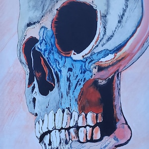 Original Skull Painting on Canvas, Gothic Art, Dark Art