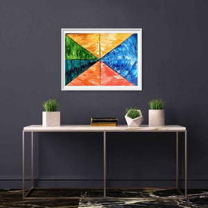 Abstract Triangle Painting, Triangle Wall Art, Original Triangle Art, Original Triangle Painting, Triangle Art, Original Canvas Painting